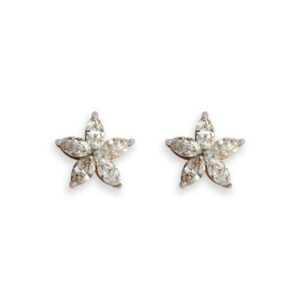Star-Shaped Gold and Diamond Earrings
