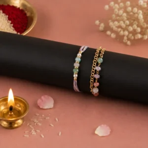 Premium Pastel Stone Couple Rakhi