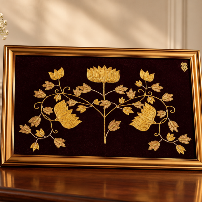 Golden Lotus Embroidery Still Life Golden Lotus Embroidery Still Life