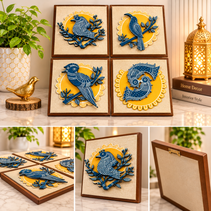 Handcrafted Blue Bird Wall Art Collection